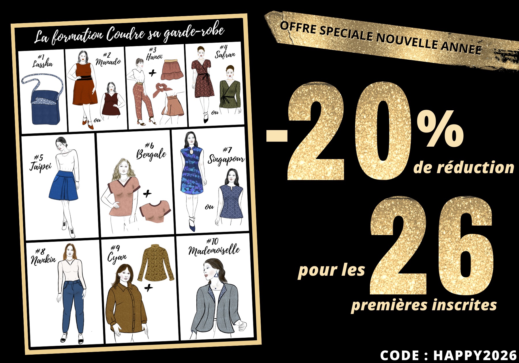 Formation en 10 modules coudre sa garde robe - Promo nouvelle année Happy 2026